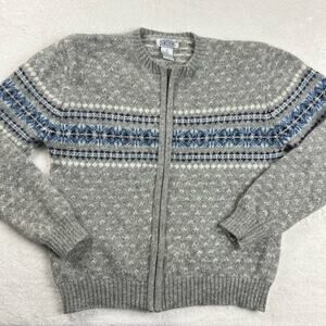 Skyr Vintage women's Zip up Sweater Wool Gray Blue Size Small